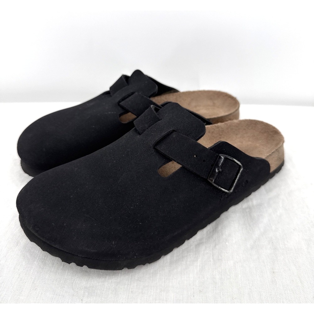 Birkenstock Birkies Womens Black Woodby Slip On Shoes Size 9 Comfort Retro